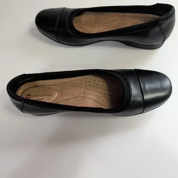 (2) Pair of Clarks,Bendables Women Brown Leather Slip 7M, Black Unstructured 7.5 - Picture 13 of 16